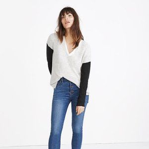 Madewell Warmlight Colorblock V-Neck Pullover Wool Blend Sweater
